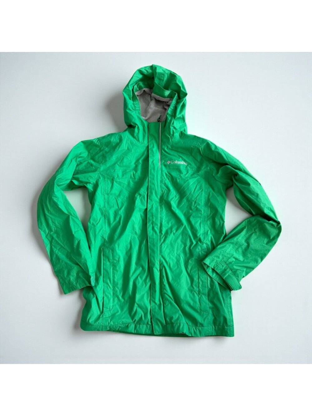 COLUMBIA Girls Green Windproof Rain Jacket Size Medium 8/10